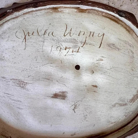 Lot of 2 Vintage 70s Womens Brown Midcentury Ceramic Carved Wall Plaque Decor Sm - Picture 6 of 11